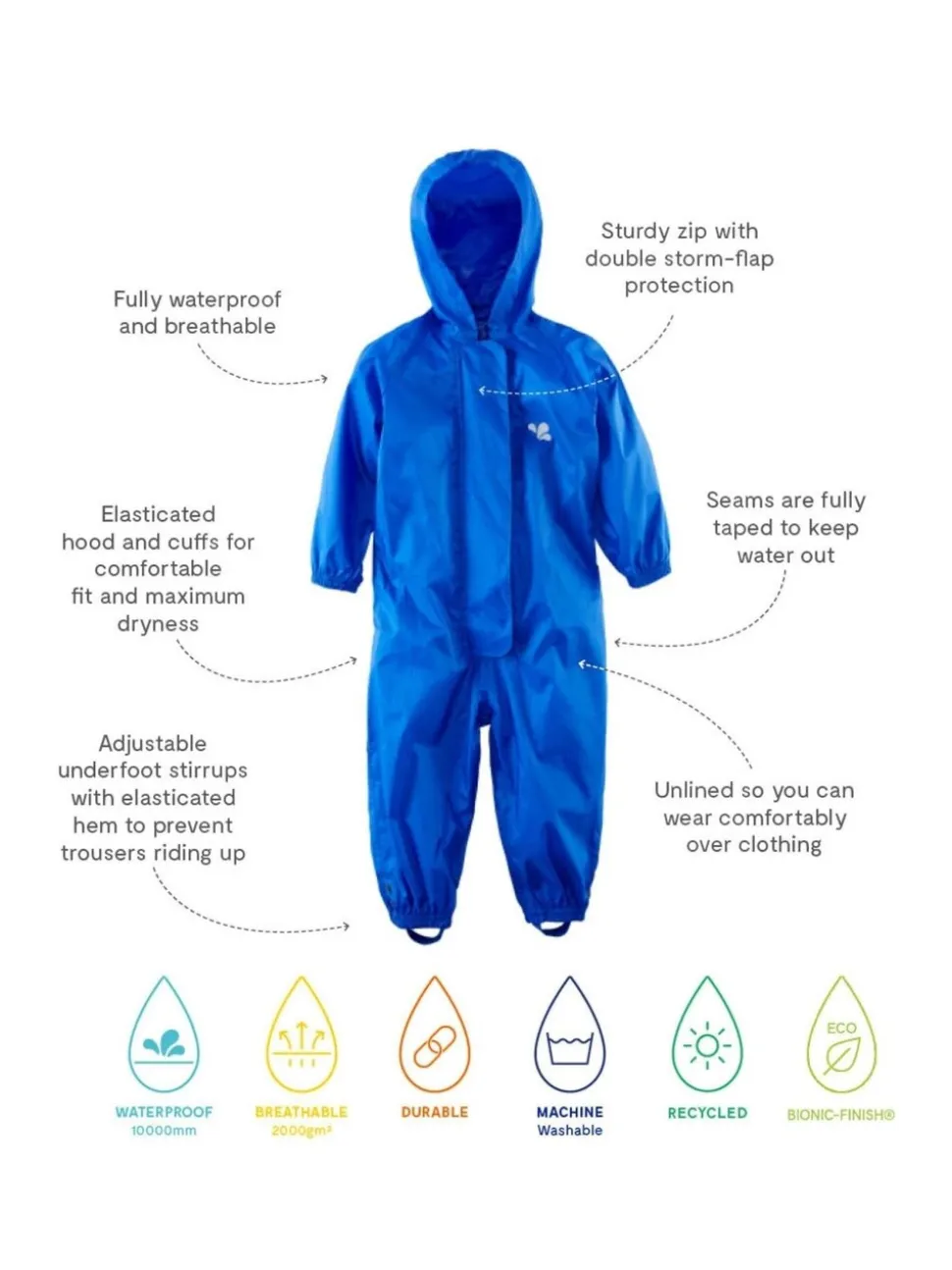 Muddy Puddles Blue Originals Waterproof All-In-One Puddlesuit