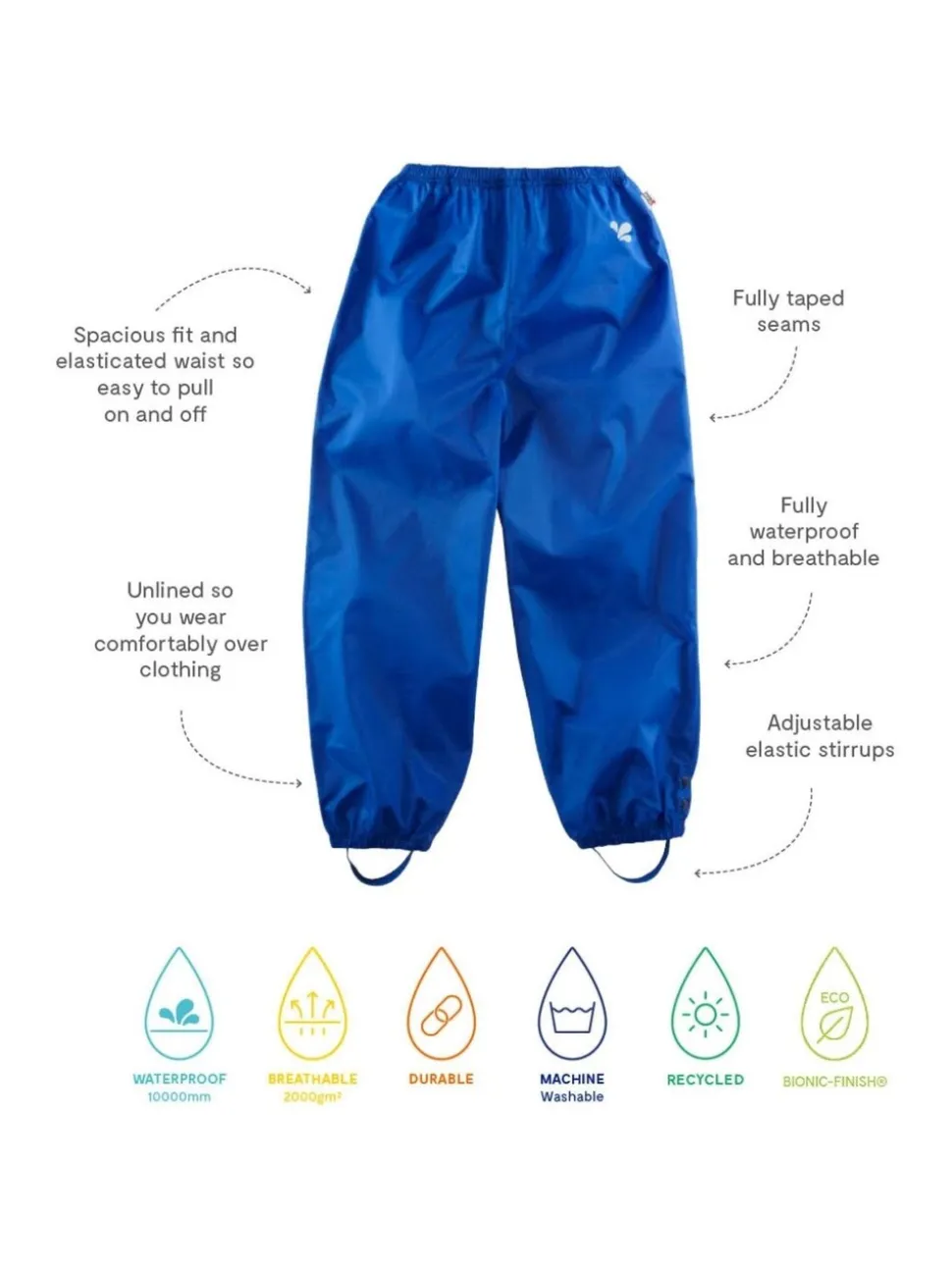 Muddy Puddles Blue Originals Waterproof Over Trousers