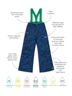 Muddy Puddles Blue Waterproof Kids Ski Salopettes Trousers
