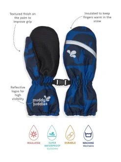 Muddy Puddles Blue Waterproof Kids Ski Mittens