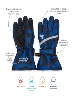 Muddy Puddles Blue Waterproof Kids Ski Gloves