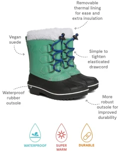 Muddy Puddles Green Kids Snowboots Fleece Lined