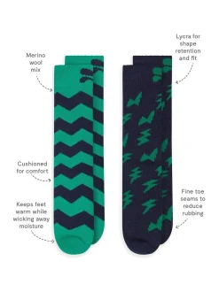 Muddy Puddles Green Merino Mix Twin Pack Socks
