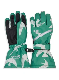 Muddy Puddles Green Waterproof Kids Ski Gloves