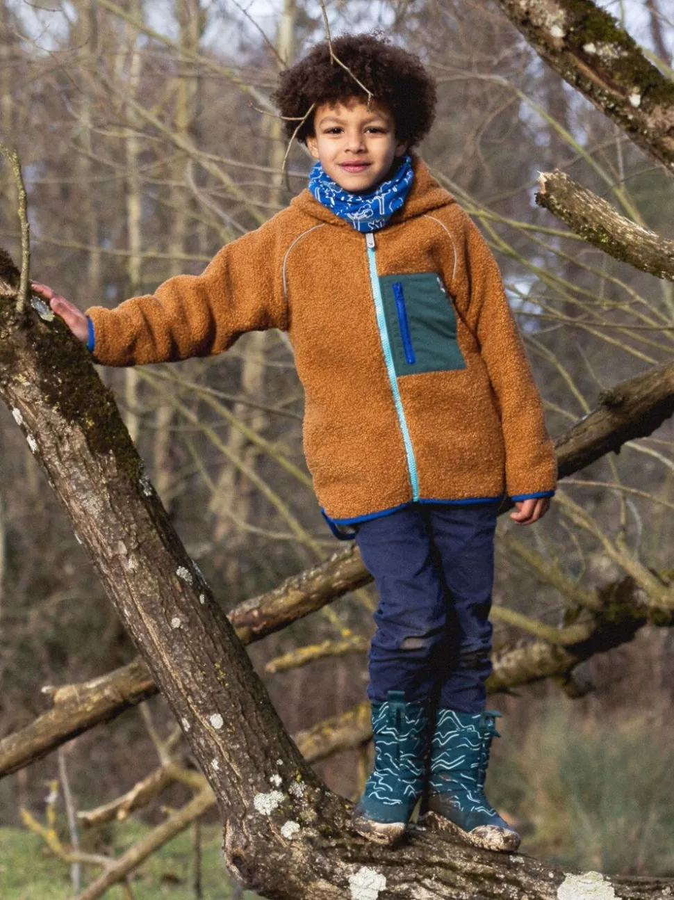 Muddy Puddles Orange Borg Fleece Zip Jacket
