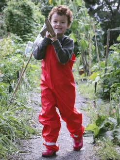 Muddy Puddles Red Rainy Day Waterproof Dungarees