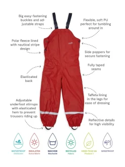 Muddy Puddles Red Waterproof Insulated Puddleflex Dungarees