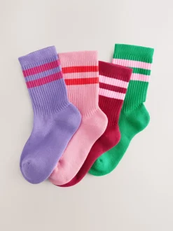 Multi Cotton Rich Cushioned Sole Ankle Socks 4 Pack