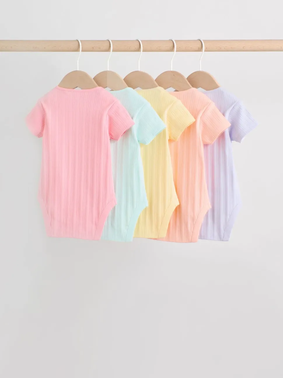 Multi Pastel 5 Pack Short Sleeve Baby Bodysuits