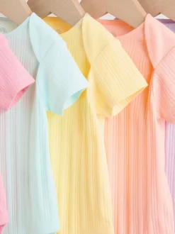 Multi Pastel 5 Pack Short Sleeve Baby Bodysuits
