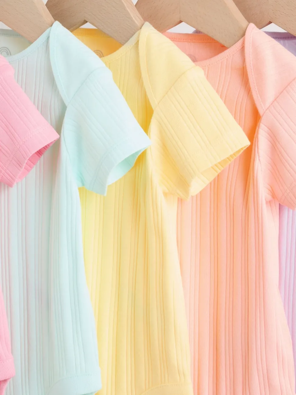 Multi Pastel 5 Pack Short Sleeve Baby Bodysuits