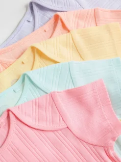 Multi Pastel 5 Pack Short Sleeve Baby Bodysuits