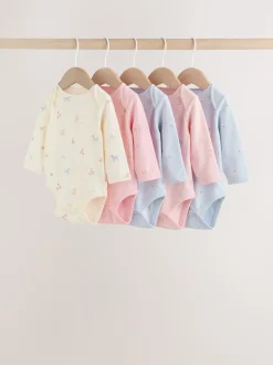 Multi Pastel Character 5 Pack Long Sleeve Baby Bodysuits