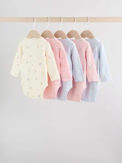 Multi Pastel Character 5 Pack Long Sleeve Baby Bodysuits