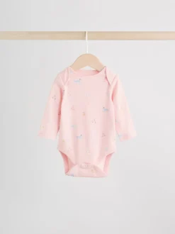 Multi Pastel Character 5 Pack Long Sleeve Baby Bodysuits