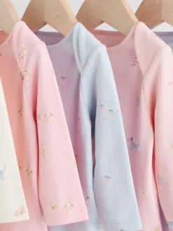 Multi Pastel Character 5 Pack Long Sleeve Baby Bodysuits