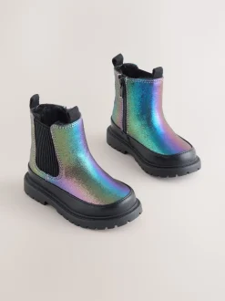 Multi Rainbow Chunky Chelsea Ankle Boots