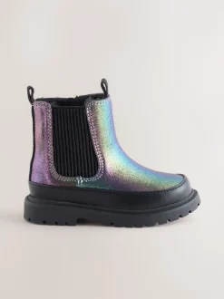 Multi Rainbow Chunky Chelsea Ankle Boots