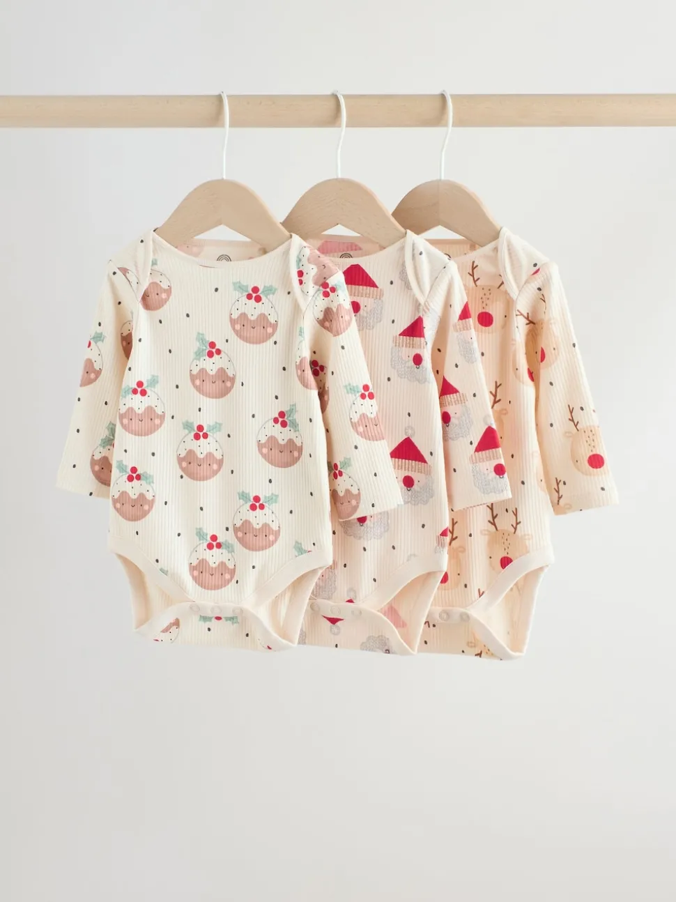 Multi Baby Christmas Bodysuits 3 Pack