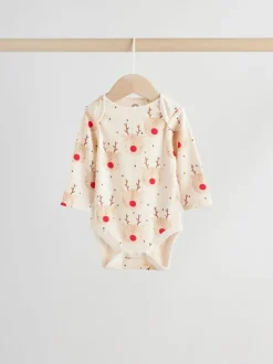 Multi Baby Christmas Bodysuits 3 Pack