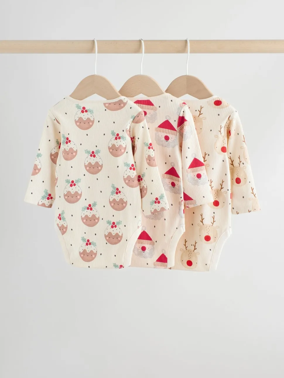 Multi Baby Christmas Bodysuits 3 Pack