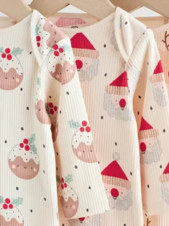 Multi Baby Christmas Bodysuits 3 Pack