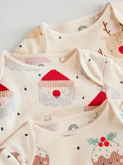 Multi Baby Christmas Bodysuits 3 Pack