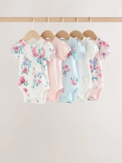 Multi Baby Short Sleeve Bodysuits 5 Pack