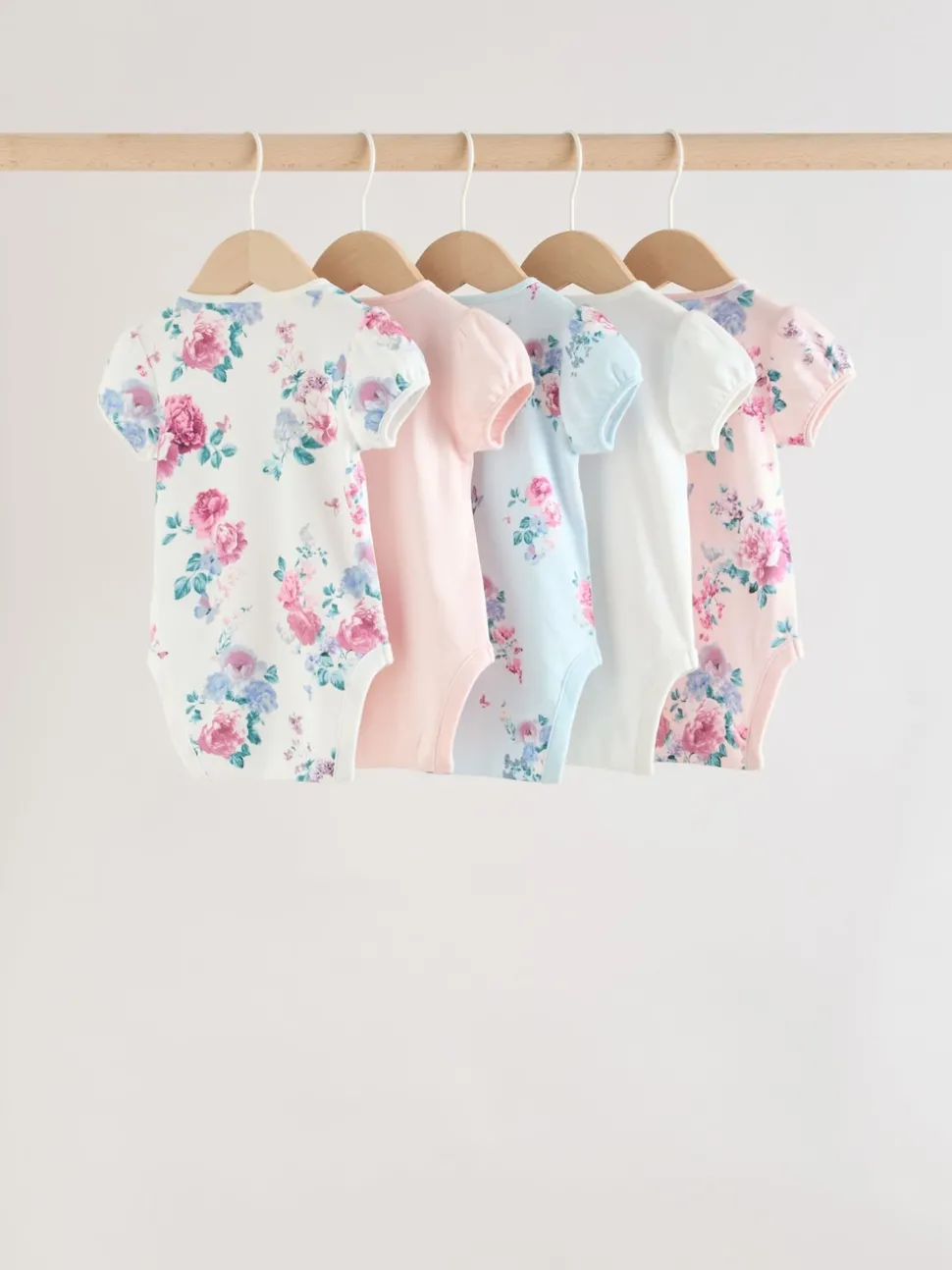 Multi Baby Short Sleeve Bodysuits 5 Pack