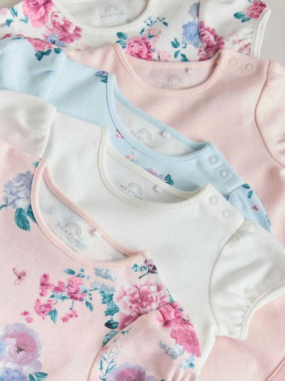 Multi Baby Short Sleeve Bodysuits 5 Pack