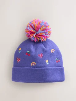 Multi Embroided Pom Beanie (3mths-10yrs)