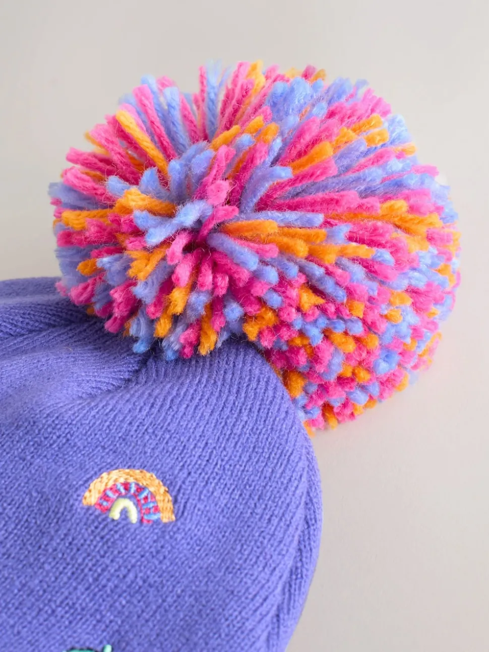 Multi Embroided Pom Beanie (3mths-10yrs)