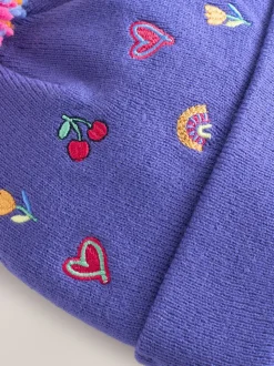 Multi Embroided Pom Beanie (3mths-10yrs)