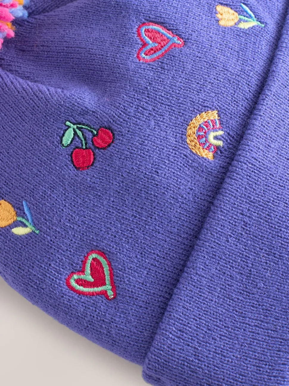 Multi Embroided Pom Beanie (3mths-10yrs)