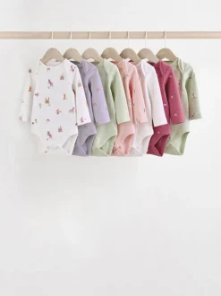 Multi 7 Pack Long Sleeve Baby Bodysuits