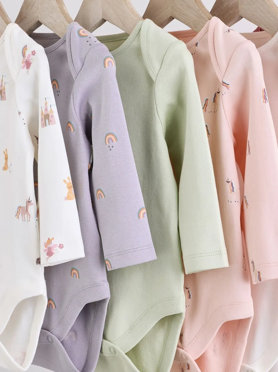 Multi 7 Pack Long Sleeve Baby Bodysuits