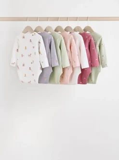 Multi 7 Pack Long Sleeve Baby Bodysuits