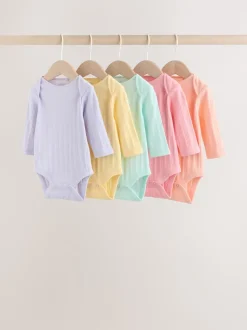 Multi 5 Pack Long Sleeve Baby Bodysuits