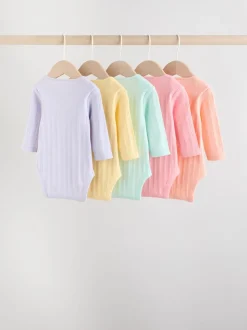 Multi 5 Pack Long Sleeve Baby Bodysuits