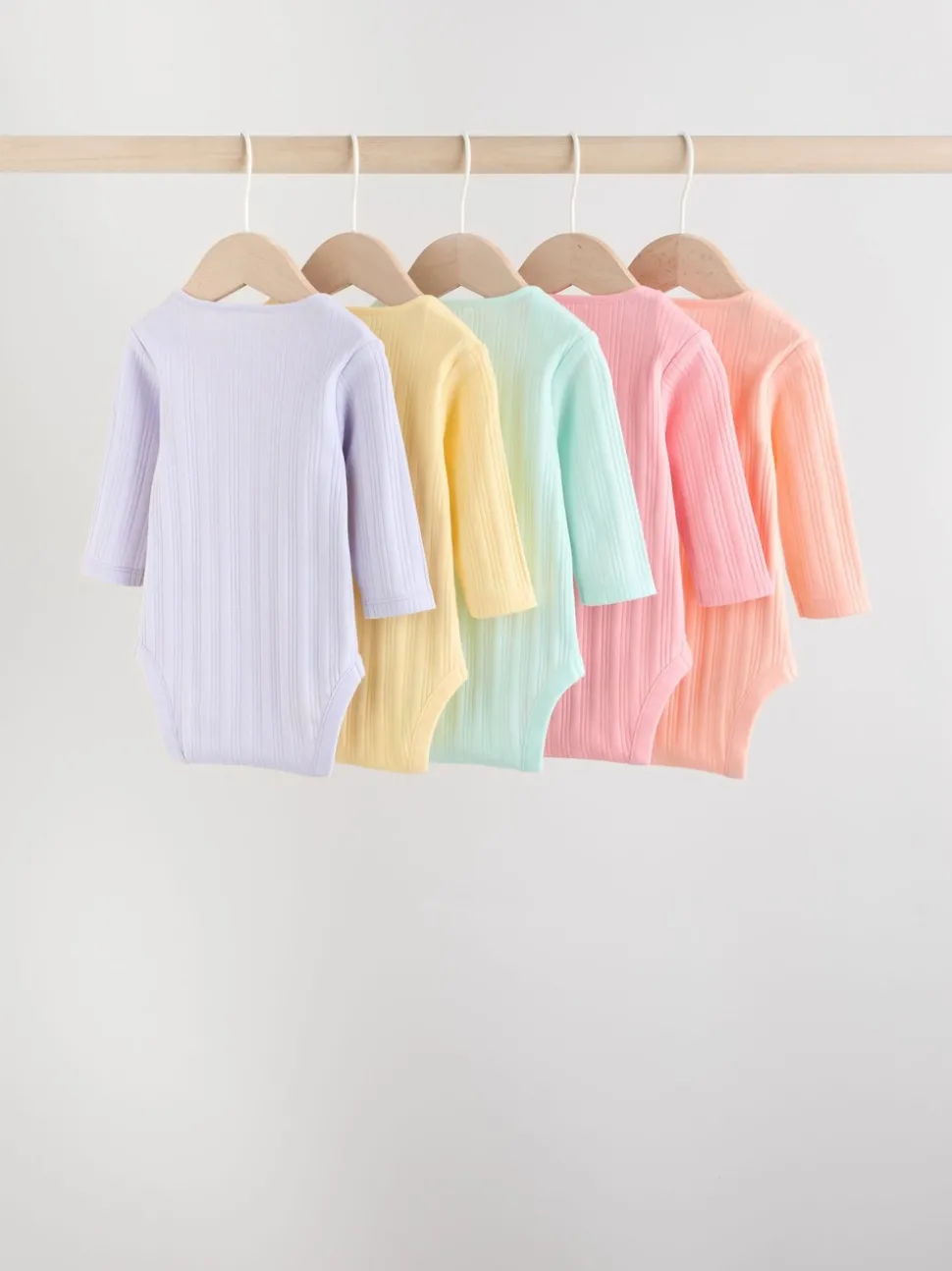 Multi 5 Pack Long Sleeve Baby Bodysuits