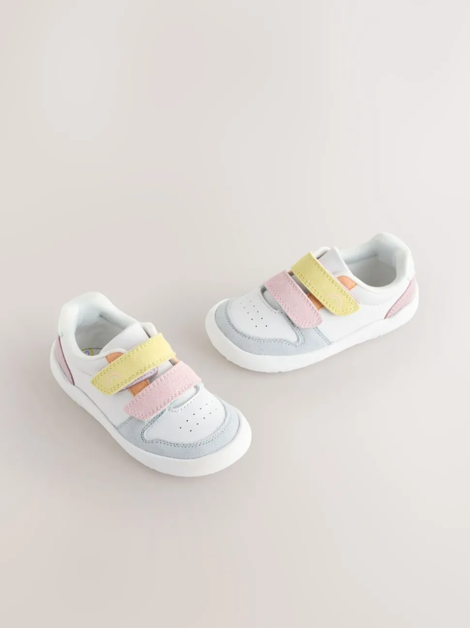 Multi Pastel Barefoot Leather Touch Fastening Trainers