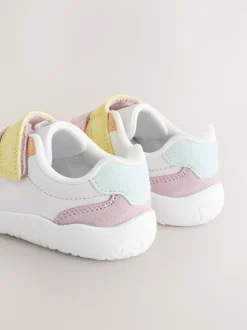 Multi Pastel Barefoot Leather Touch Fastening Trainers