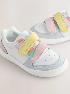 Multi Pastel Barefoot Leather Touch Fastening Trainers