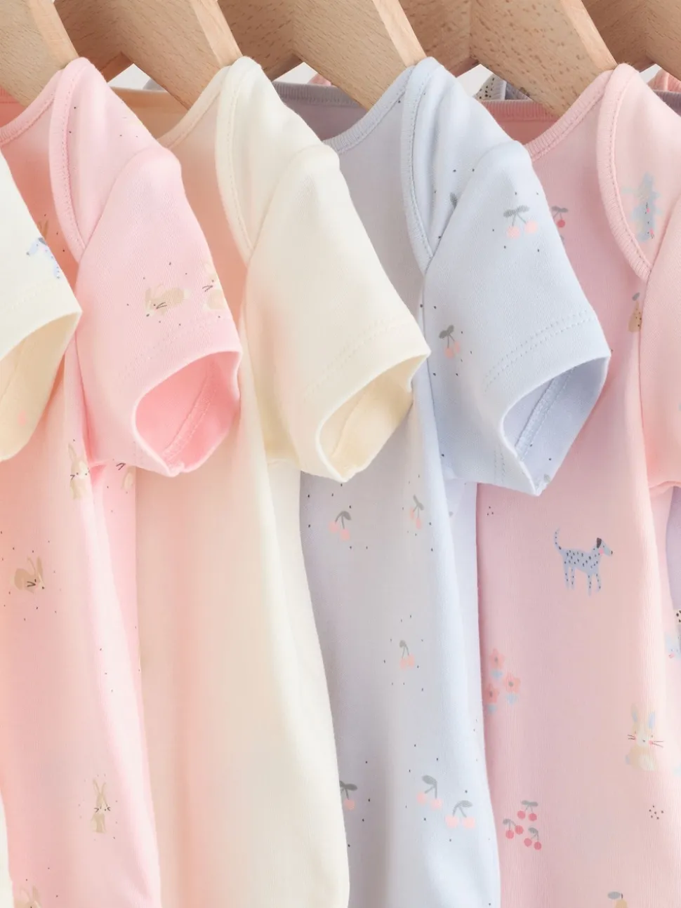 Multi Pastel Character 7 Pack Short Sleeve Baby Bodysuits