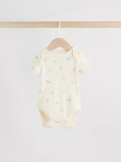 Multi Pastel Character 7 Pack Short Sleeve Baby Bodysuits