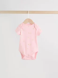Multi Pastel Character 7 Pack Short Sleeve Baby Bodysuits