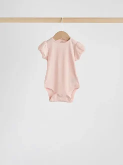 Multi Pastel Short Sleeve Pointelle Baby Bodysuits 5 Pack
