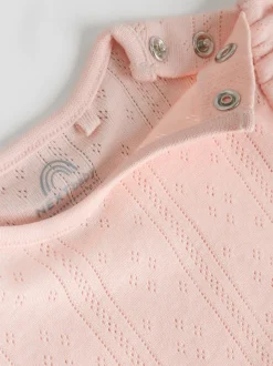 Multi Pastel Short Sleeve Pointelle Baby Bodysuits 5 Pack
