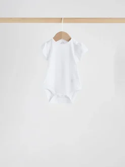 Multi Pastel Short Sleeve Pointelle Baby Bodysuits 5 Pack