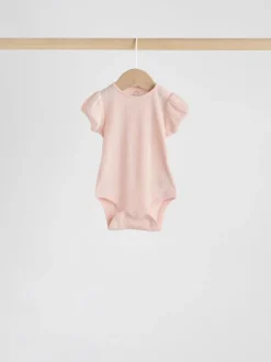 Multi Pastel Short Sleeve Pointelle Baby Bodysuits 5 Pack